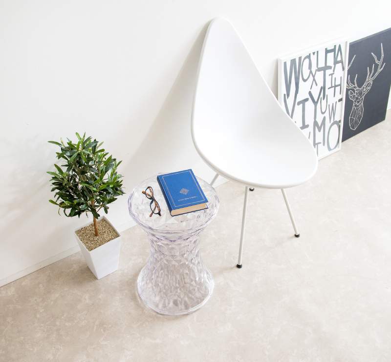 スツール 背なし 完成品 デザイナーズスツール ストーン クリア色拍卖