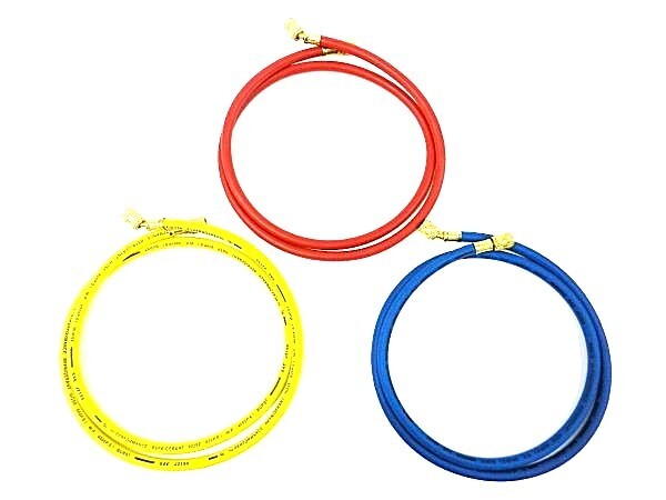 R32、 R410a用 チャージングホース 3本set(赤・黄・青)全長1.5mで取り回しがラクラク!古くなったホースの買い替え、追加にお勧めです拍卖