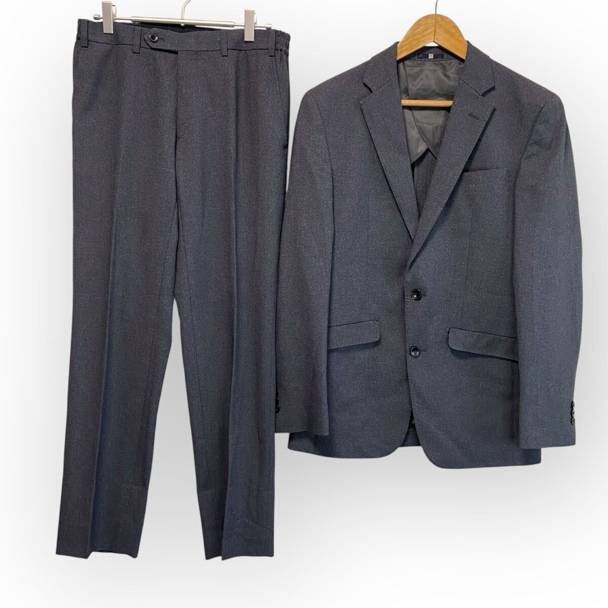 【送料無料】SUIT SELCT スーツセレクト セットアップ テーラードジャケット ビジネス シングルスーツ グレー テーパード 上下セット拍卖