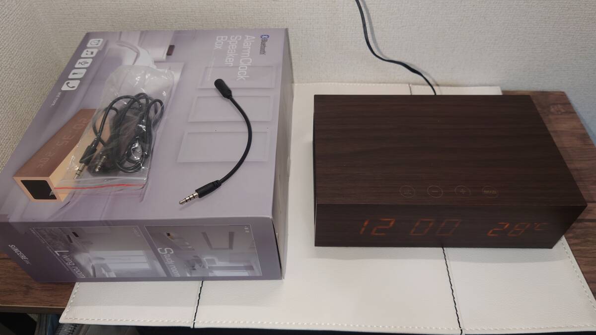 シンシア ブラウンウッド 3wスピーカー 時計 温度計 USBポート ACSB-001拍卖