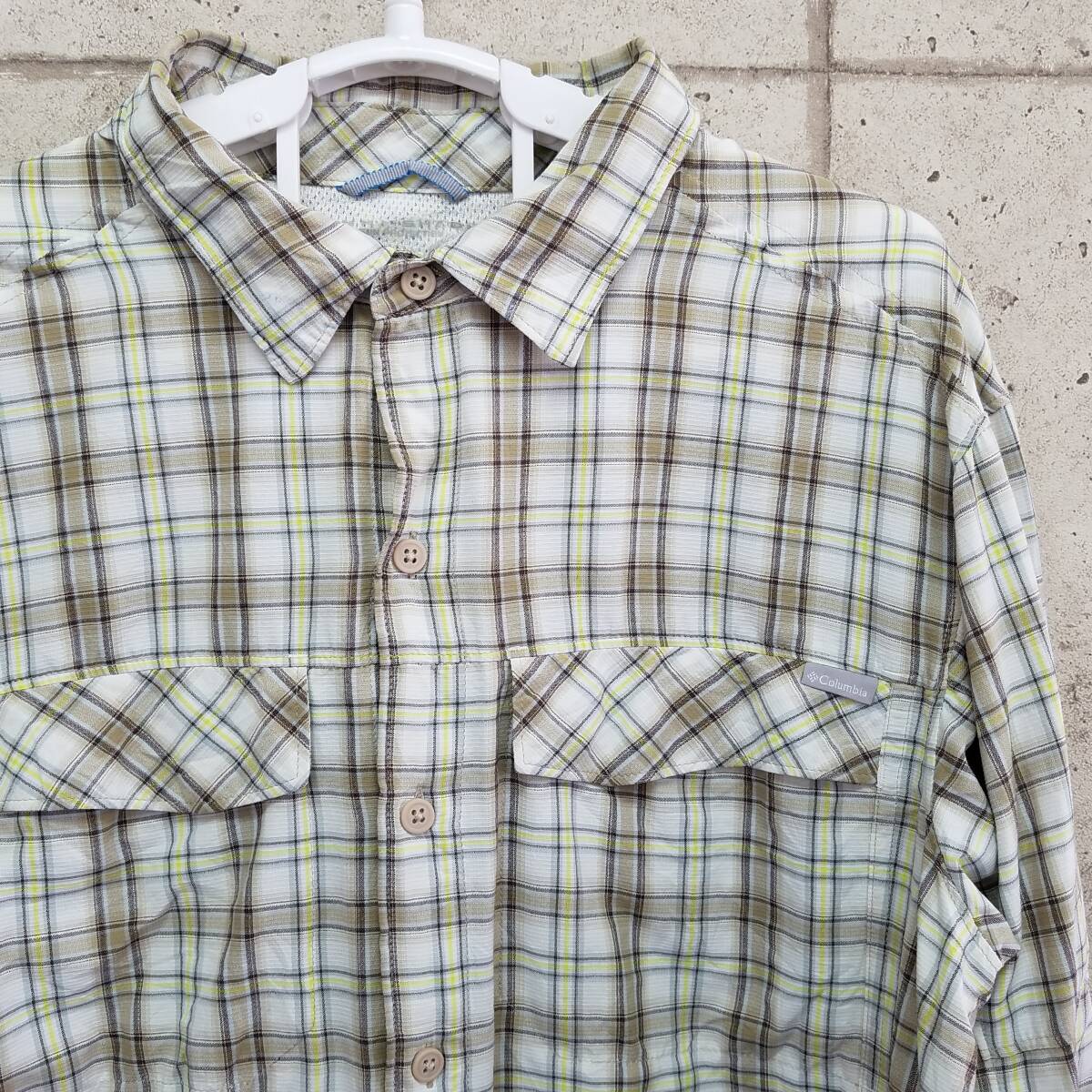 中古 アメリカ古着 Columbia コロンビア 長袖シャツ メンズ Lサイズ 茶色 黄色 ブラウン イエロー ビンテージ カジュアル 送料無料拍卖