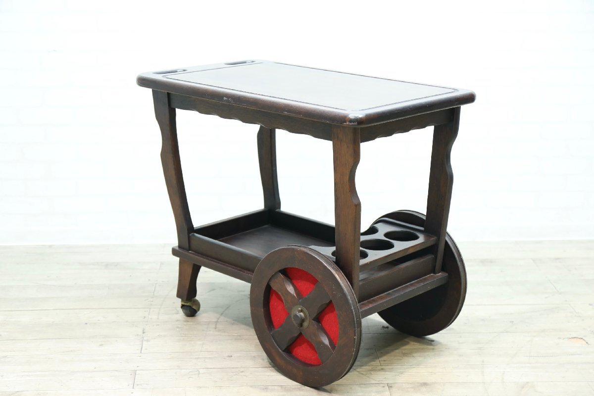 ■【I0577】★カリモク★karimoku★オールド★キッチンワゴン★ワゴン★ワイン置き★キッチン★飾り台★モダン★拍卖