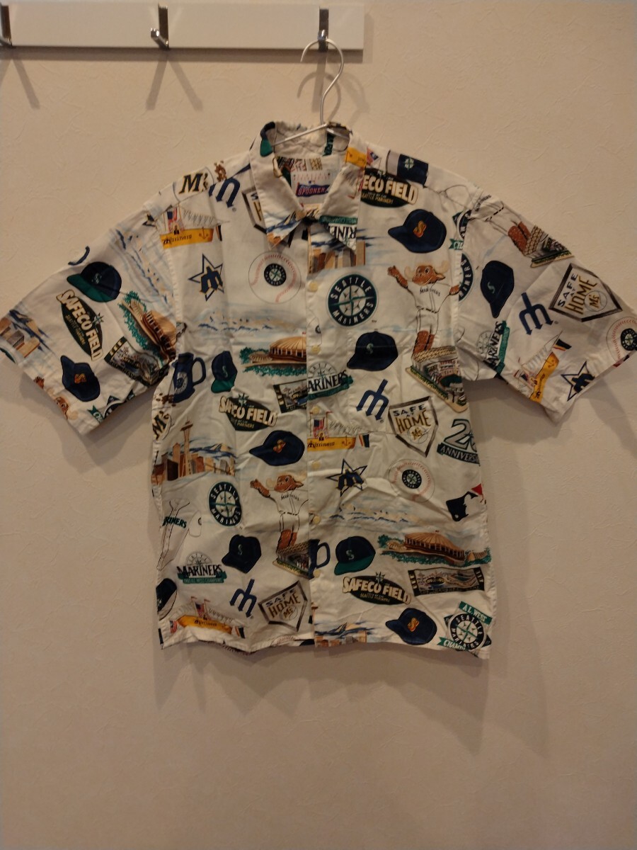 レインスプーナー x MLB マリナーズ S サイズ コットン100% 米国製 半袖 アロハシャツ 90s 1990年代拍卖