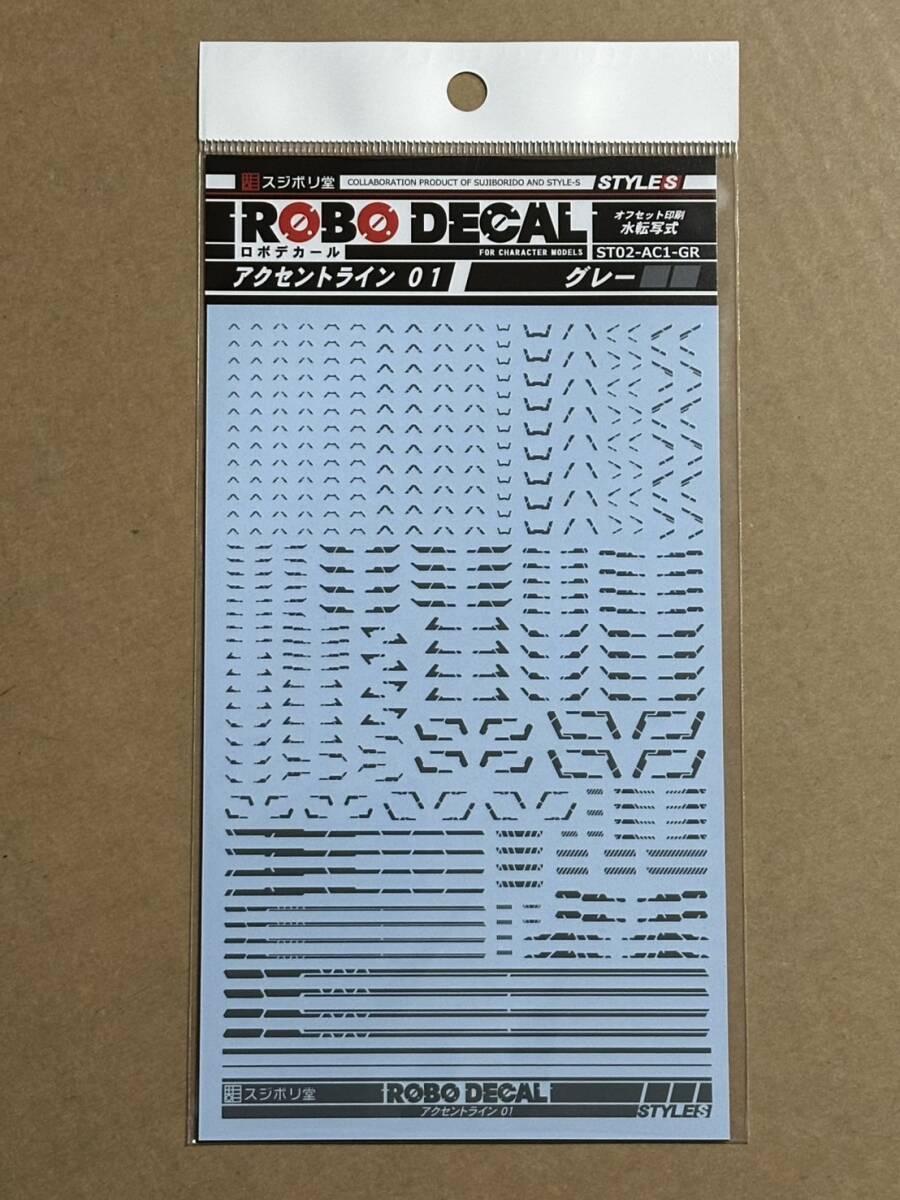 ロボデカール アクセントライン 01 グレー 新品未開封品 スジボリ堂 水転写式デカール 1/144 1/100スケール 汎用デカール ロボット SFメカ拍卖
