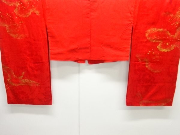 ys7448007; 綸子金砂子鶴模様半襦袢【アンティーク】【着】拍卖