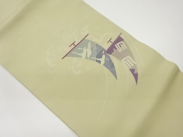 ys7462392; 塩瀬荒波に帆船・鶴・源氏香模様名古屋帯【着】拍卖