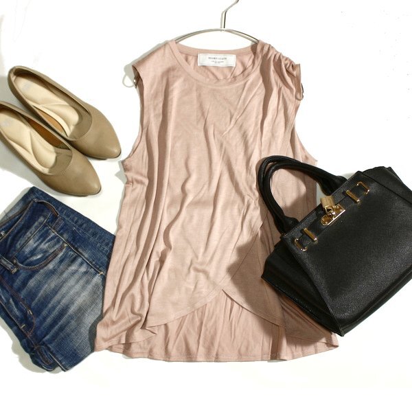 美品 BEAMS LIGHTS ビームスライト 大人可愛い 重ね生地 ストレッチ カットソー 38号 M 春 夏 25D05拍卖