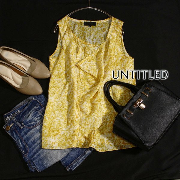 美品 UNTITLED アンタイトル 綺麗め ドレープ ノースリーブ カットソー 2号 M 春 夏 25B07拍卖