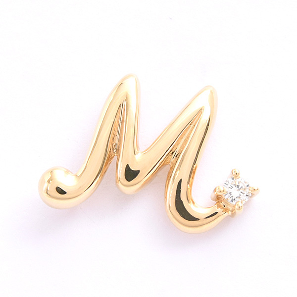 タサキ ブローチ レディース 1Pダイヤモンド イニシャル M ラペルピン タックピン D0.03ct イエローゴールド TASAKI 田崎 K18YG 中古拍卖