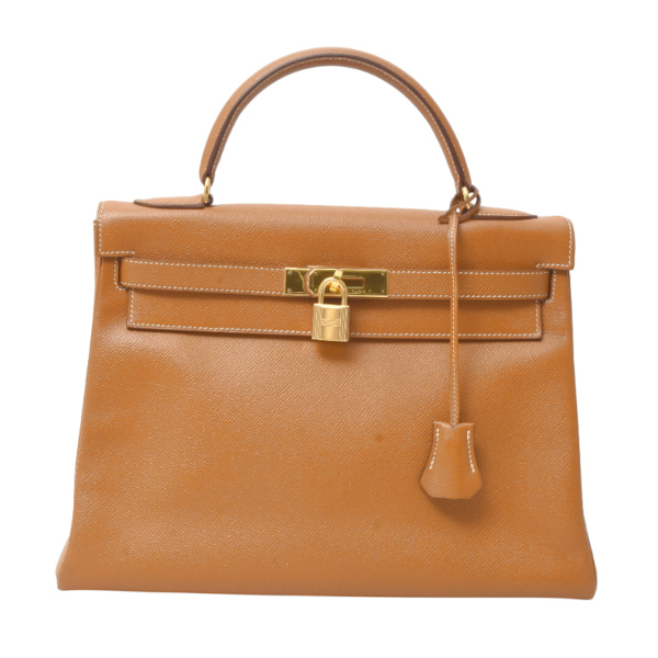 エルメス レディース バッグ ケリー32 ハンドバッグ 内縫い S刻印 クシュベル ゴールド ブラウン HERMES 中古拍卖