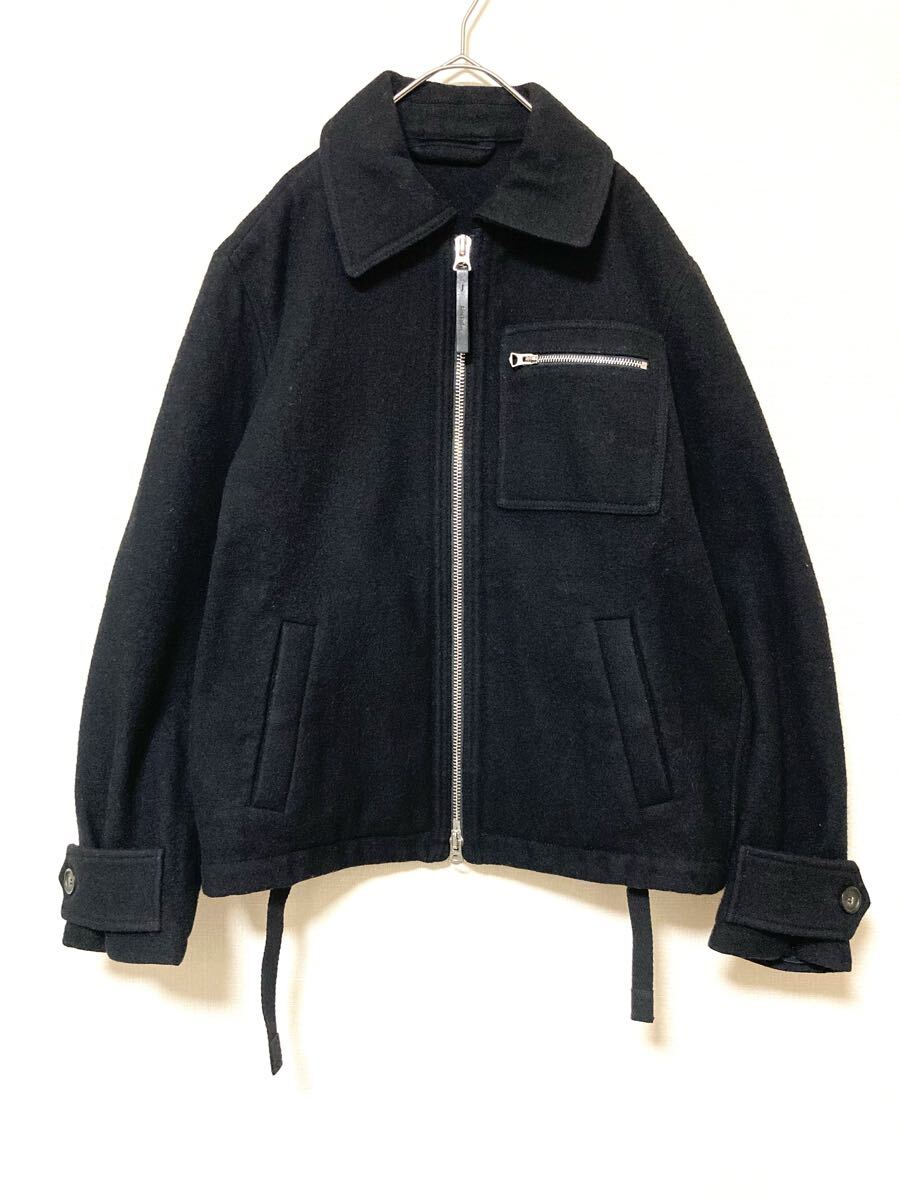 アクネストゥディオズ acne studios ウール ジップアップブルゾン ジャケット アウター メンズ ブラック 黒 ダブルジップ 44拍卖