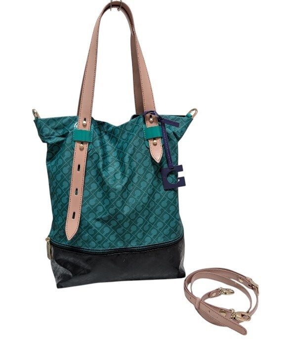 ゲラルディーニ トートバッグ ショルダーバッグ ソフティ ハンドバッグ レディース グリーン ブラック 黒 【中古】拍卖