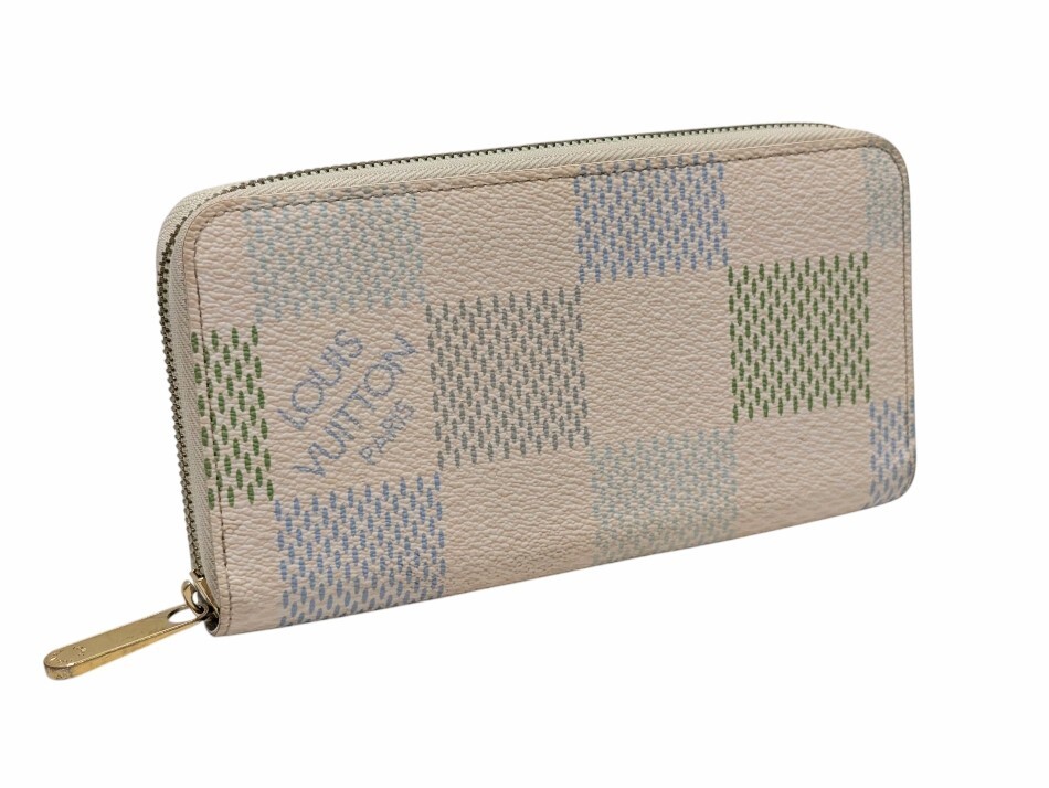 ルイヴィトン 長財布 ジッピーウォレット N40748 ダミエリシャス 財布 VUITTON ピスタチオグリーン 【中古】拍卖