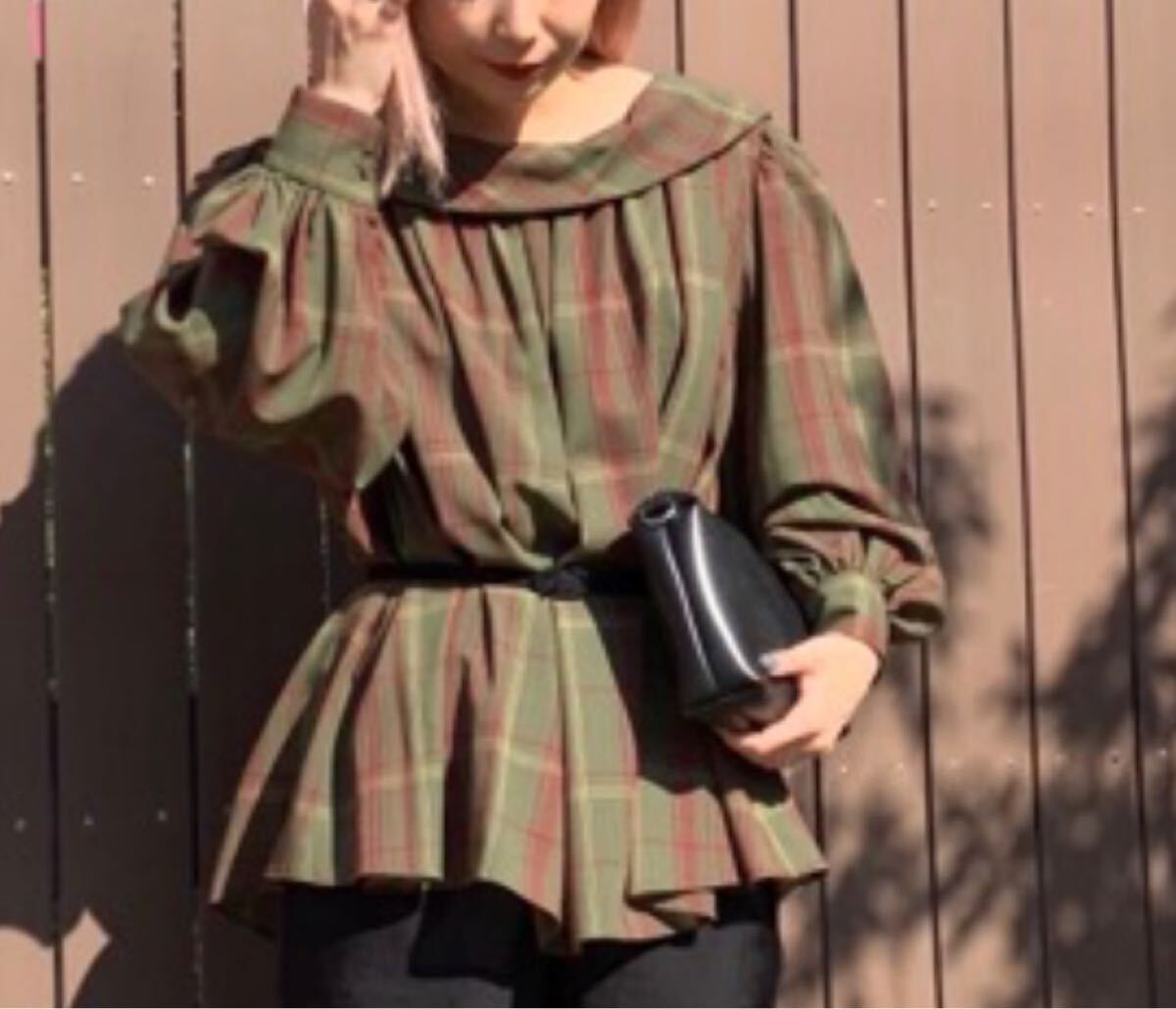 新品 ELIN定価¥4万6200円 タータンチェックブラウス拍卖