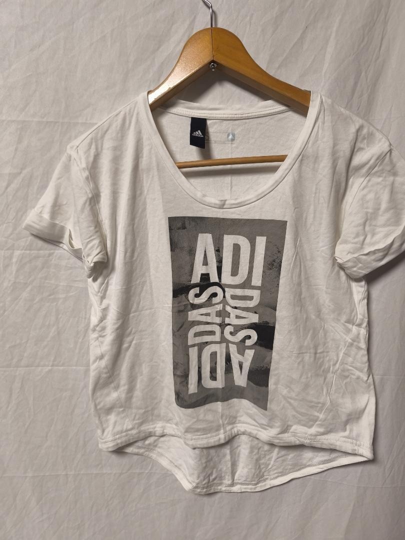 adidas ロゴTシャツ ラウンドヘム 白 レディース S拍卖