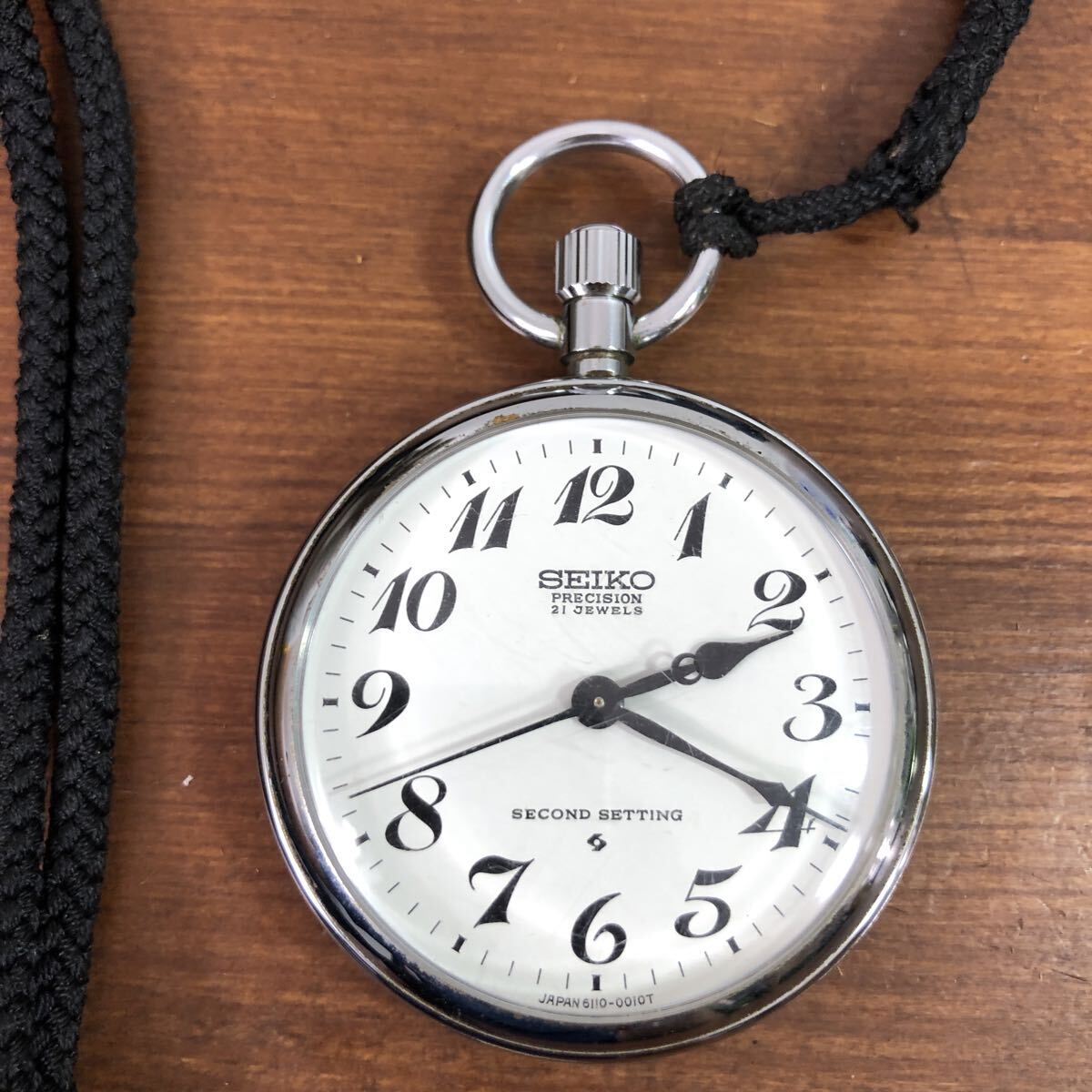 【不動品】SEIKO セイコー PRECISION プレシジョン 21JEWELS SECOND SETTING 6110-0010T 手巻き 懐中時計拍卖