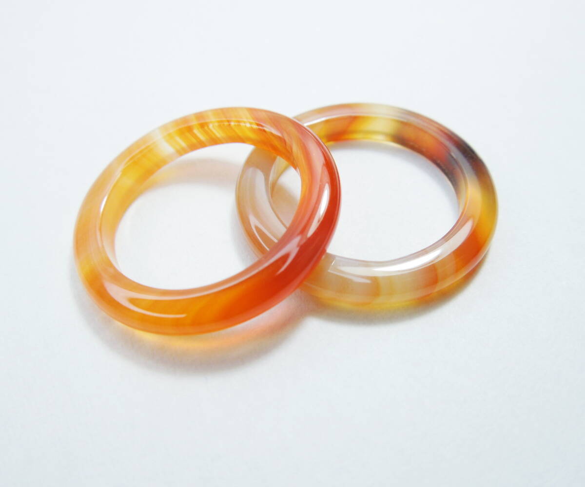S10 メノウリング 2点 約10号 オレンジ系 瑪瑙指輪 くりぬきリングダークオレンジ オレンジ 橙色  瑪瑙 指輪 めのう拍卖