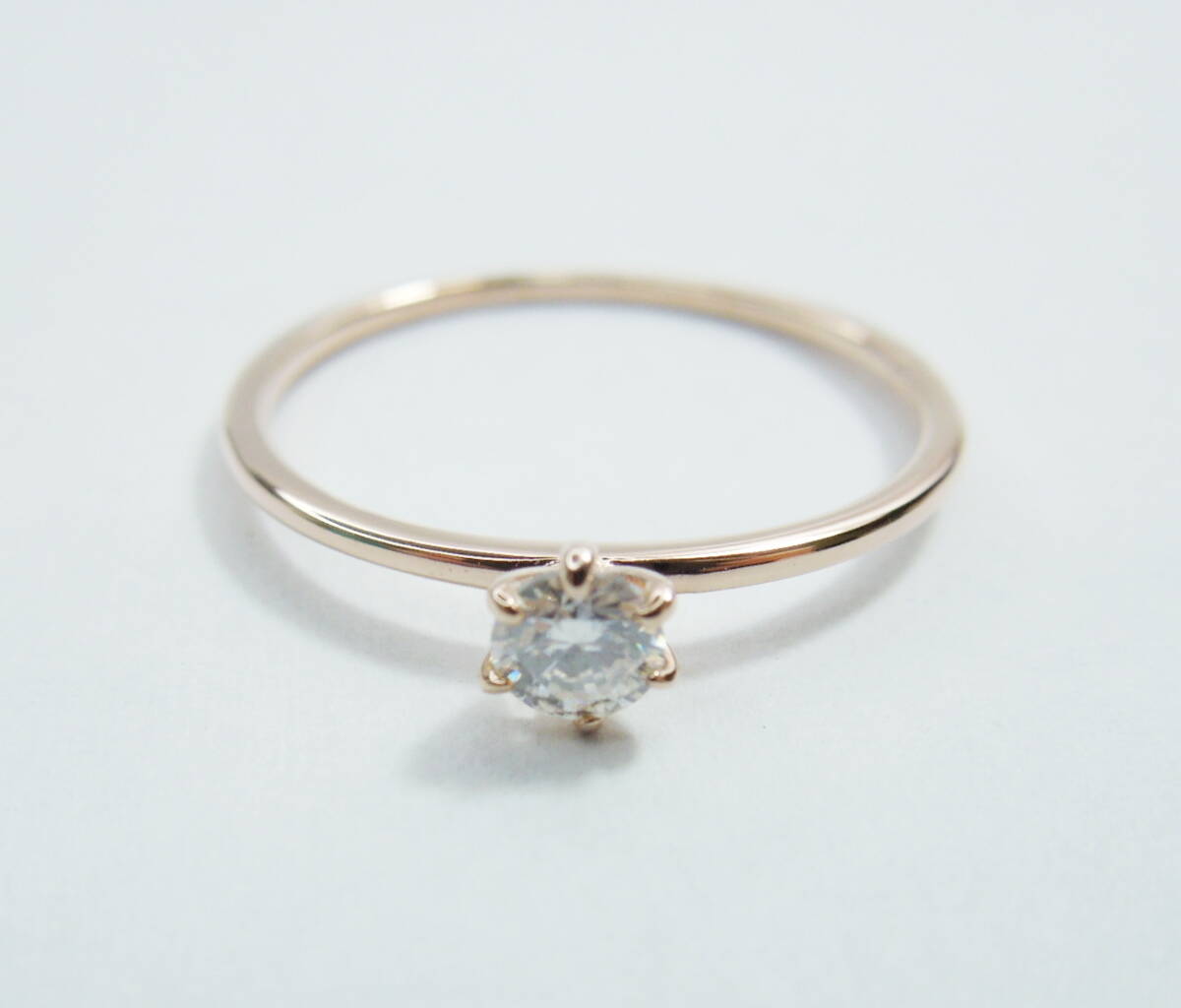 凹有 約11.5号 K18PGP ピンクゴールド モアサナイト 1粒リング 指輪 リング 新品 未使用 S925 シルバー 難有 リングへこみあり 約11号半拍卖