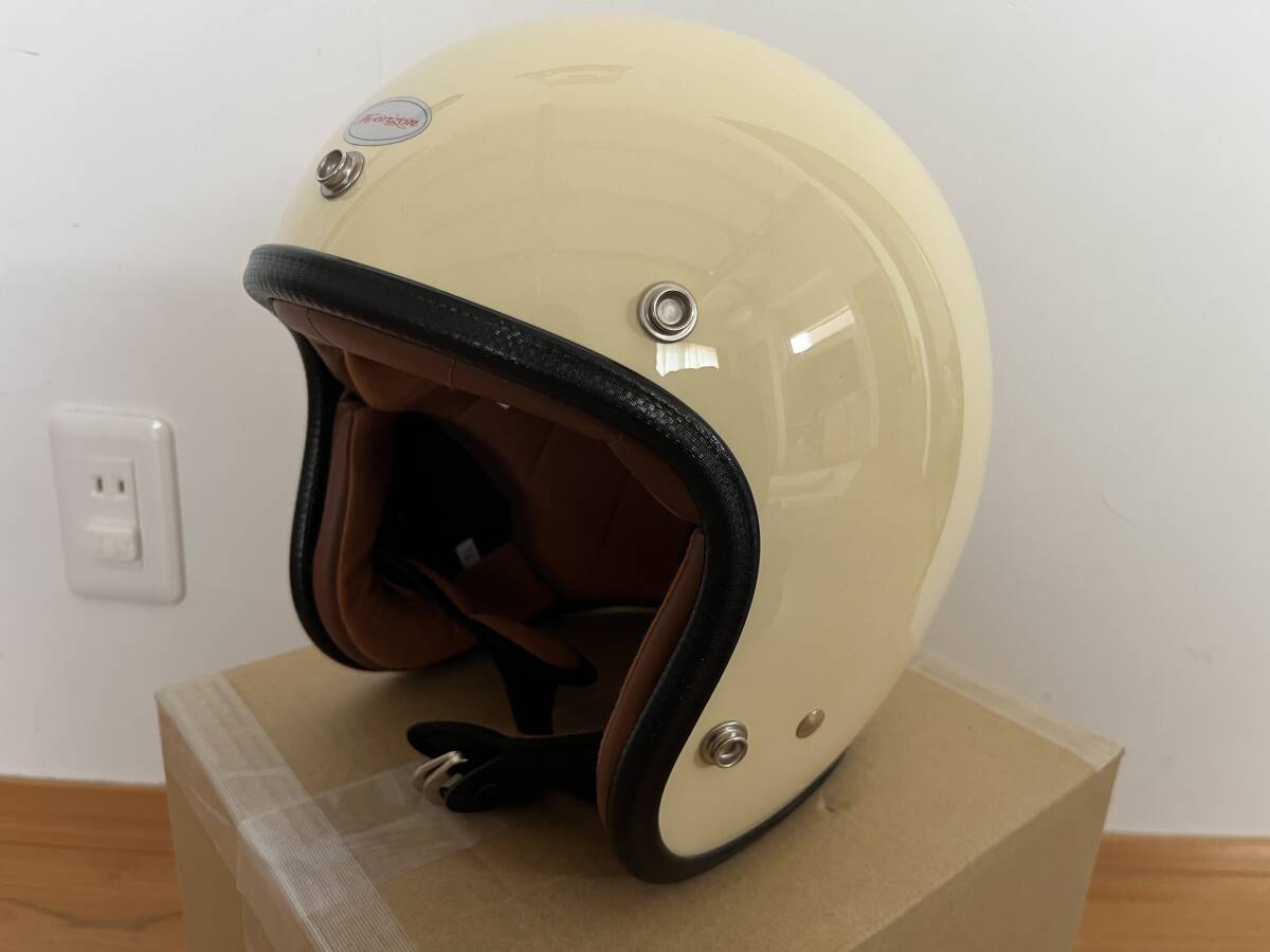 未使用 試着のみ ジェットヘルメット HORIZON スモールジェットDELTRON500 アイボリー XL (以下検索用) Arai SHOEI SIMPSON BELL 族ヘル拍卖