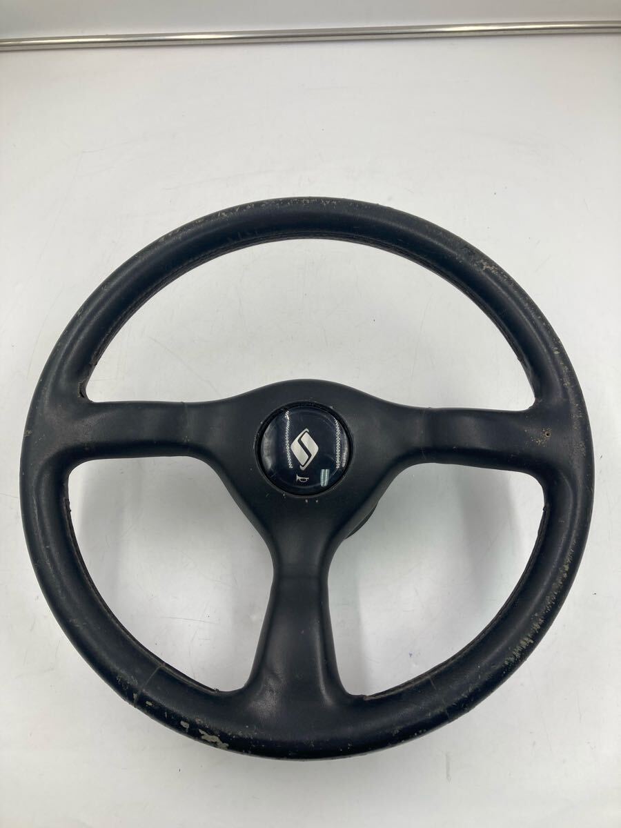 7210b 日産 ニッサン NISSAN R32 スカイライン ステアリング ハンドル ホイール レザー 動作未確認拍卖