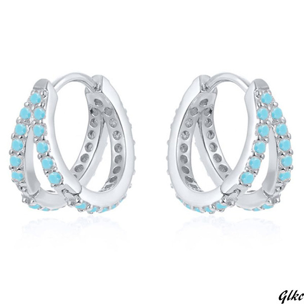 【神秘的なターコイズと輝くCZダイヤの組み合わせが魅力】 小さめ シルバー925 ジルコニアリング パワーストーン 金属アレルギー対応拍卖