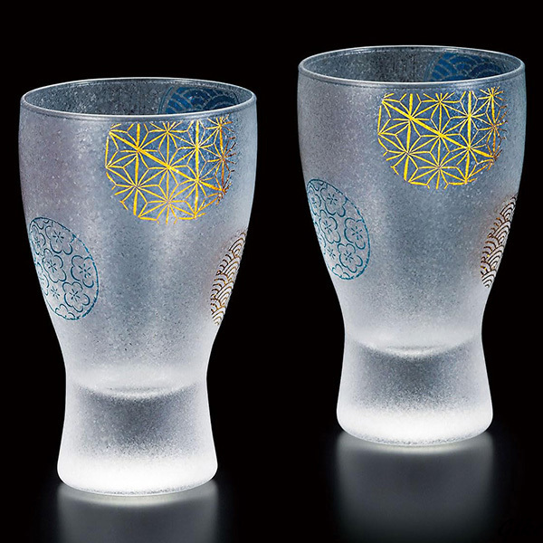 【金彩模様を施し、モダンで涼しげな装飾が特徴】 ビールグラス ペアセット 日本製 高級 ギフト 贈り物 母の日 父の日 プレゼント 丸紋拍卖