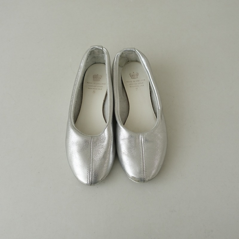 【定価1.3万】クラウン CROWN *シルバーレザーシューズ 5/23.5*フラットパンプス0625(sh10-2506-75)【90G52】拍卖
