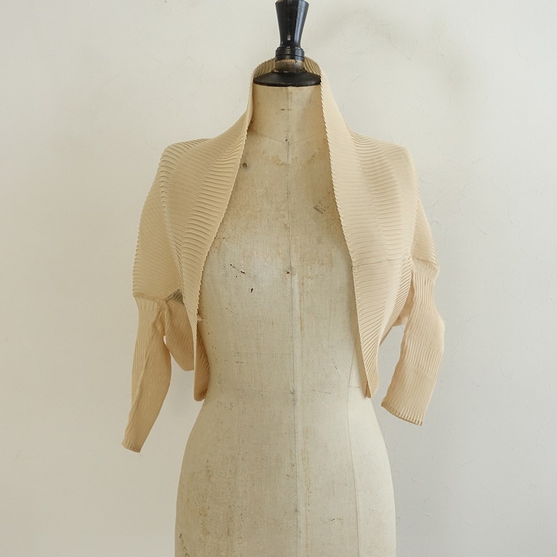 【美品】マックスマーラ MaxMara *シアープリーツカーディガン*ライトベージュ羽織シャツワイド(33-2507-109)【92G52】拍卖