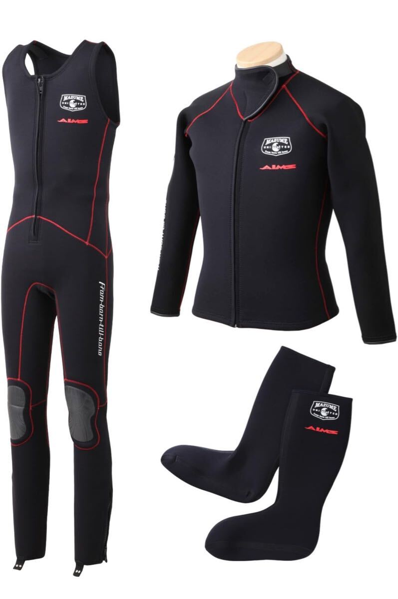 新品未使用 mazume x AIMS ウェットスーツ 3点セット MZWS-320 3L拍卖