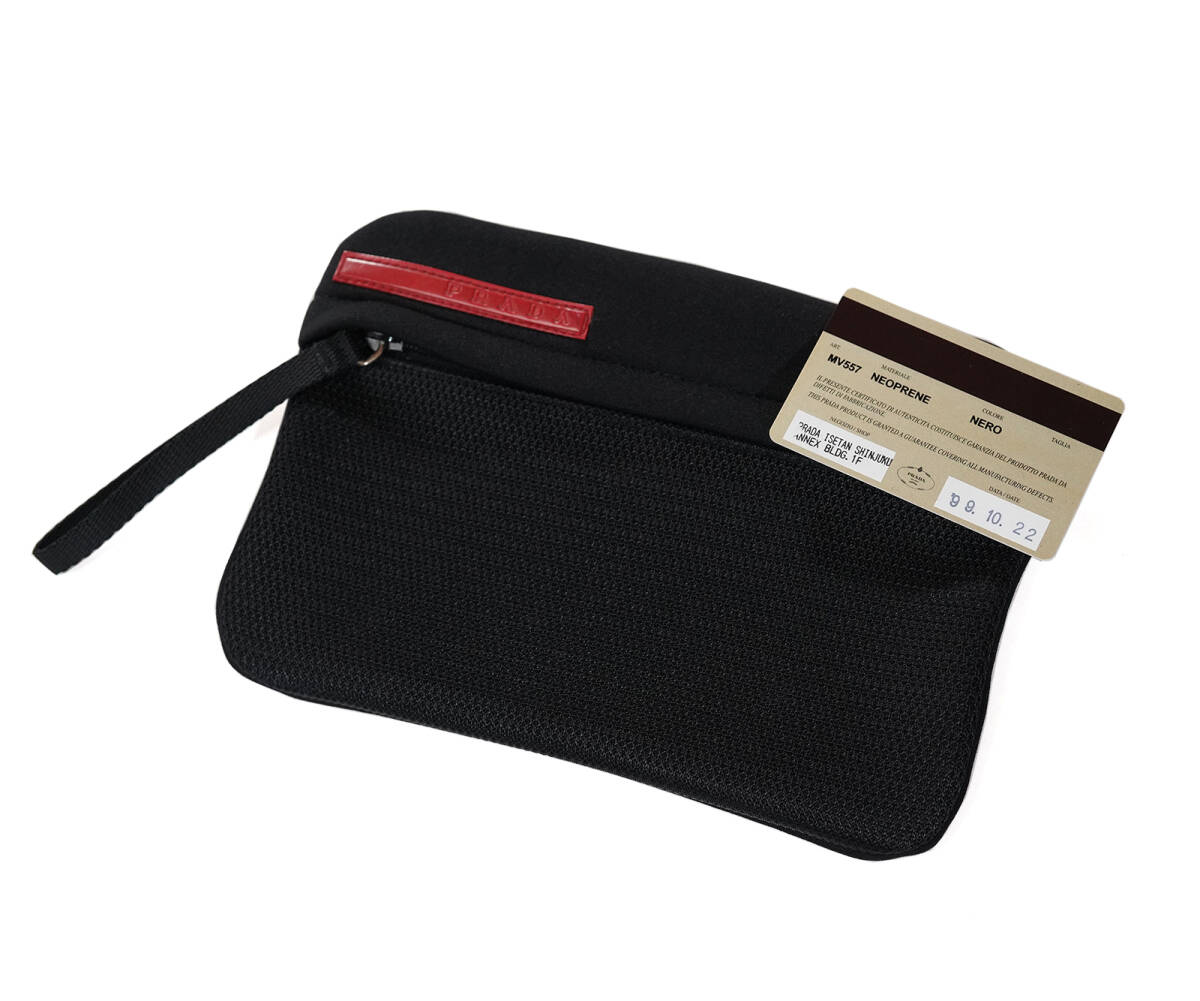 「 イタリア製 90s PRADA SPORT マルチポーチ ロゴプレート ギャランティ有 MV557 」プラダスポーツ 小物入れ ブラック拍卖