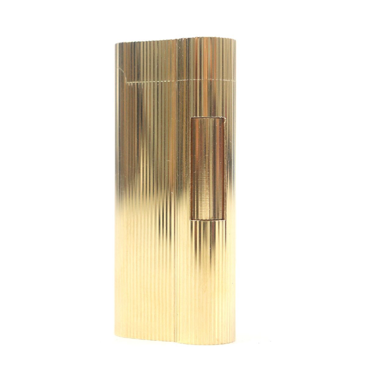 外装極美品□Dunhill ダンヒル ストライプ柄 オーバル ローラー式 喫煙具 ガスライター ゴールド イングランド製 メンズ 着火不可拍卖