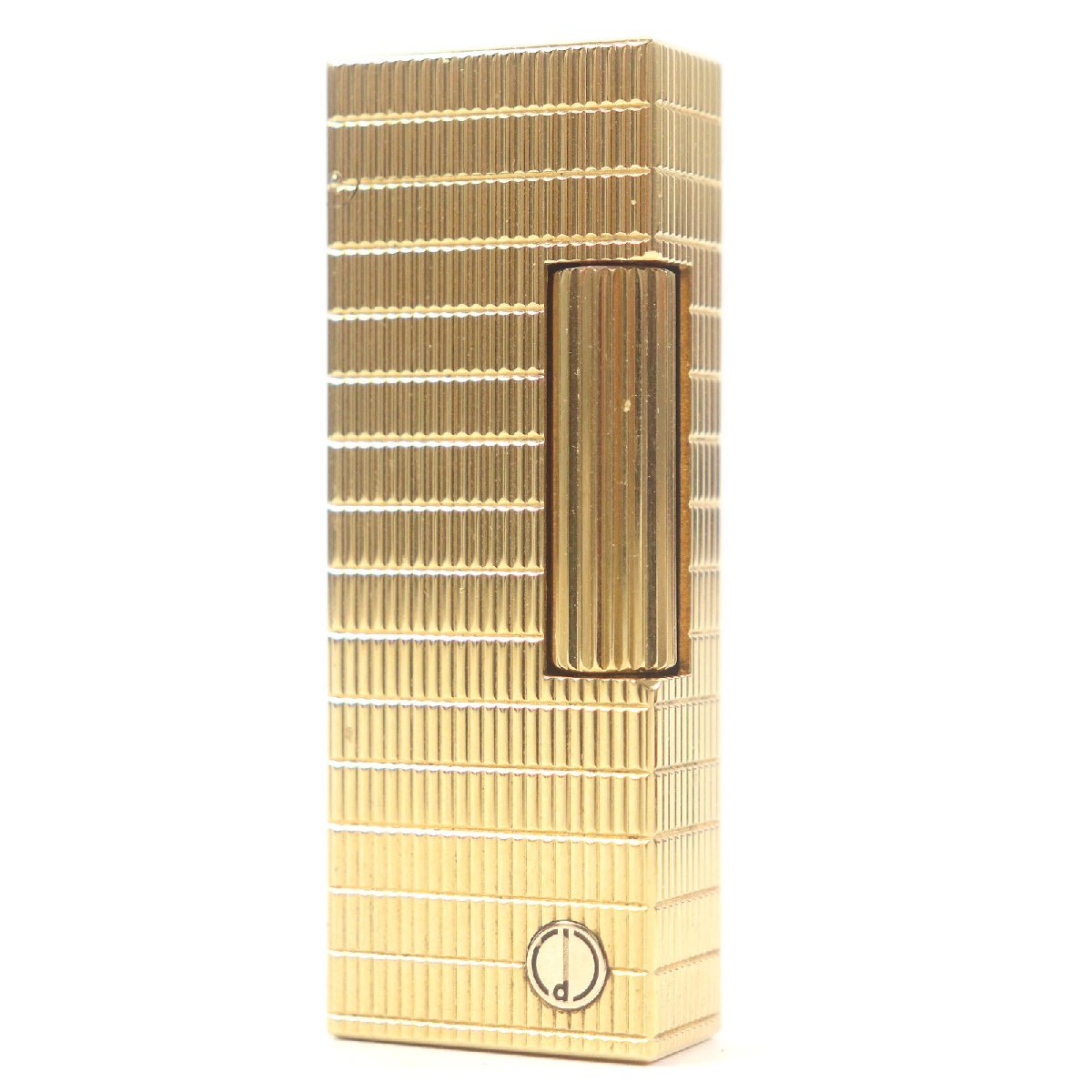 外装美品□Dunhill ダンヒル ブロックチェック柄 スクエア ローラー式 喫煙具 ガスライター ゴールド スイス製 メンズ レディース 着火不可拍卖