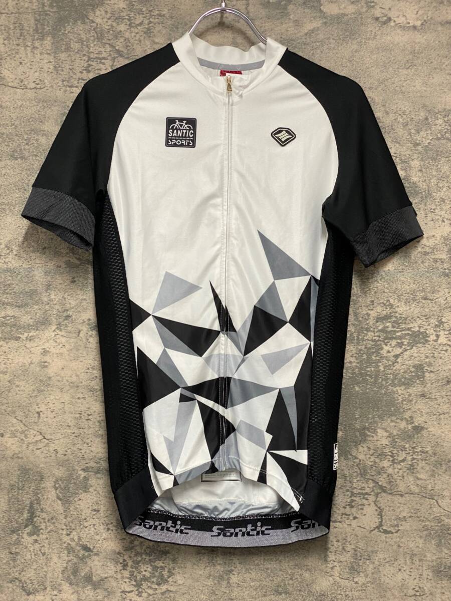 JD709 サンティック Santic 半袖 サイクルジャージ 白 黒 M拍卖