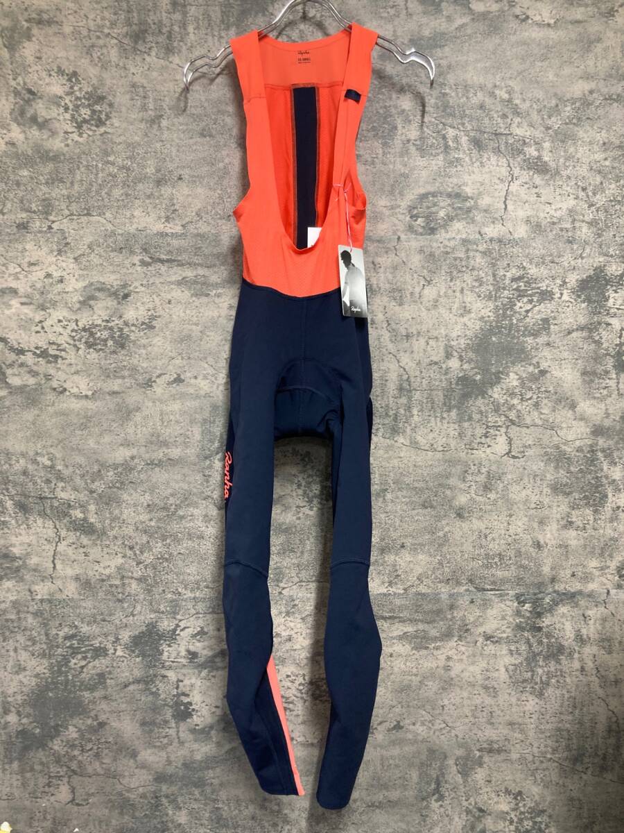 JE269 ラファ Rapha SOUPLESSE WINTER TIGHTS WITH PAD ビブタイツ ダークネイビー オレンジ レディース XXS 裏起毛拍卖