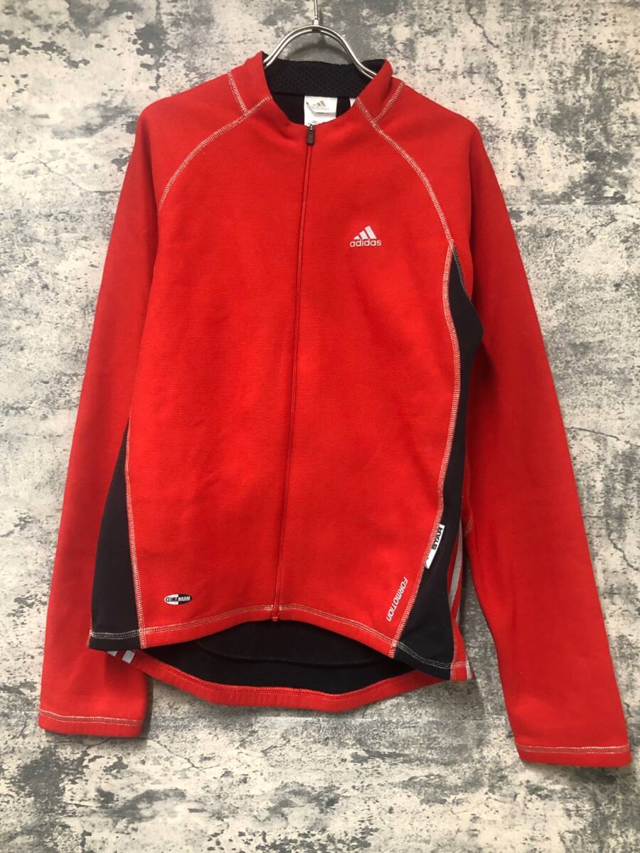 JF576 アディダス adidas 長袖 裏起毛 サイクルジャージ L 赤拍卖