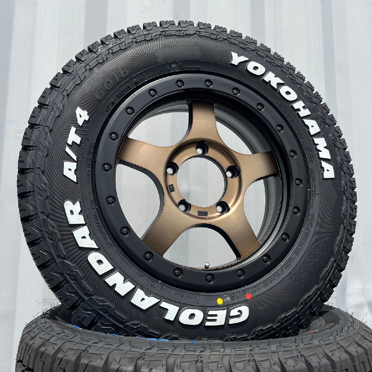 ジムニー 5本スポーク16インチホイール ブロンズ系 BDX05 ホワイトレター 185/85R16 ヨコハマ ジオランダーAT4 タイヤホイール 夏タイヤ拍卖