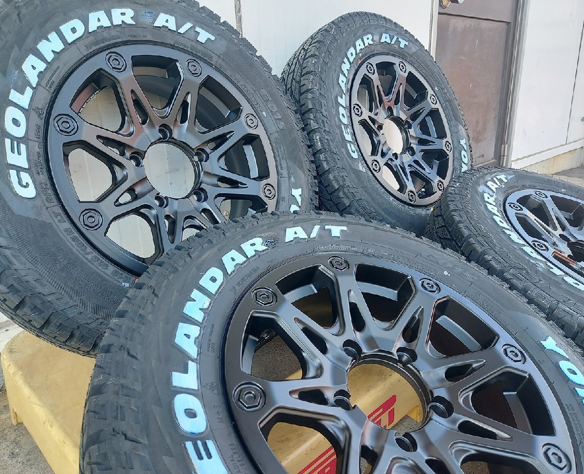 9月入荷 ジムニー JB23 JB64 JA22 JA12 JA11 BDX08 ヨコハマ ジオランダーAT 185/85R16 タイヤホイールセット 16インチ ホワイトレター拍卖