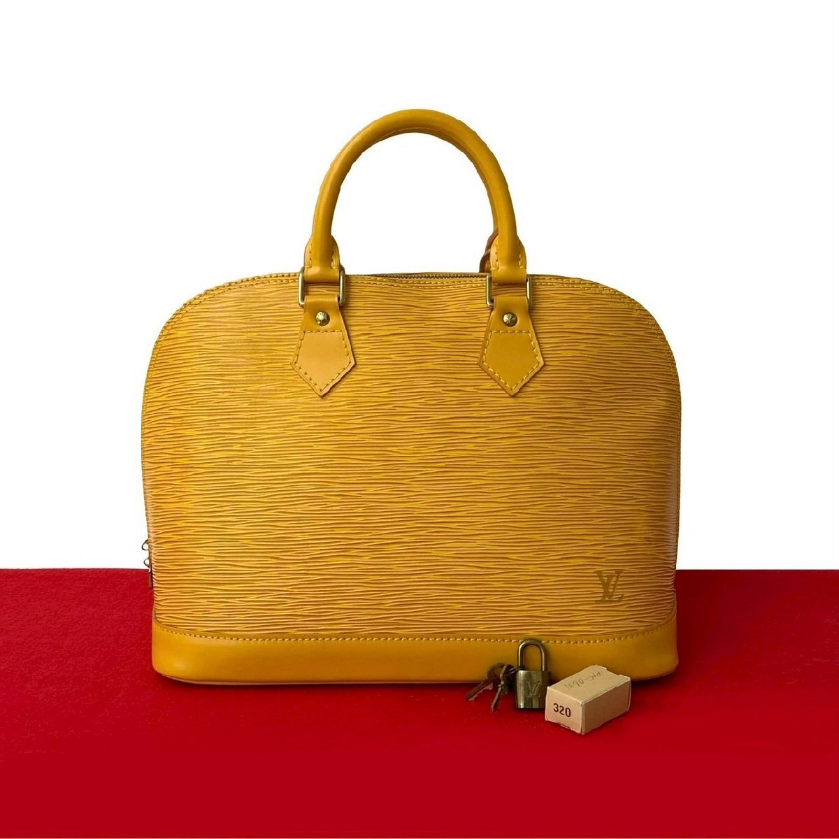 極 美品 LOUIS VUITTON ルイヴィトン ヴィンテージ アルマ エピ レザー 本革 ハンドバッグ ボストンバッグ タッシリイエロー 477-1拍卖
