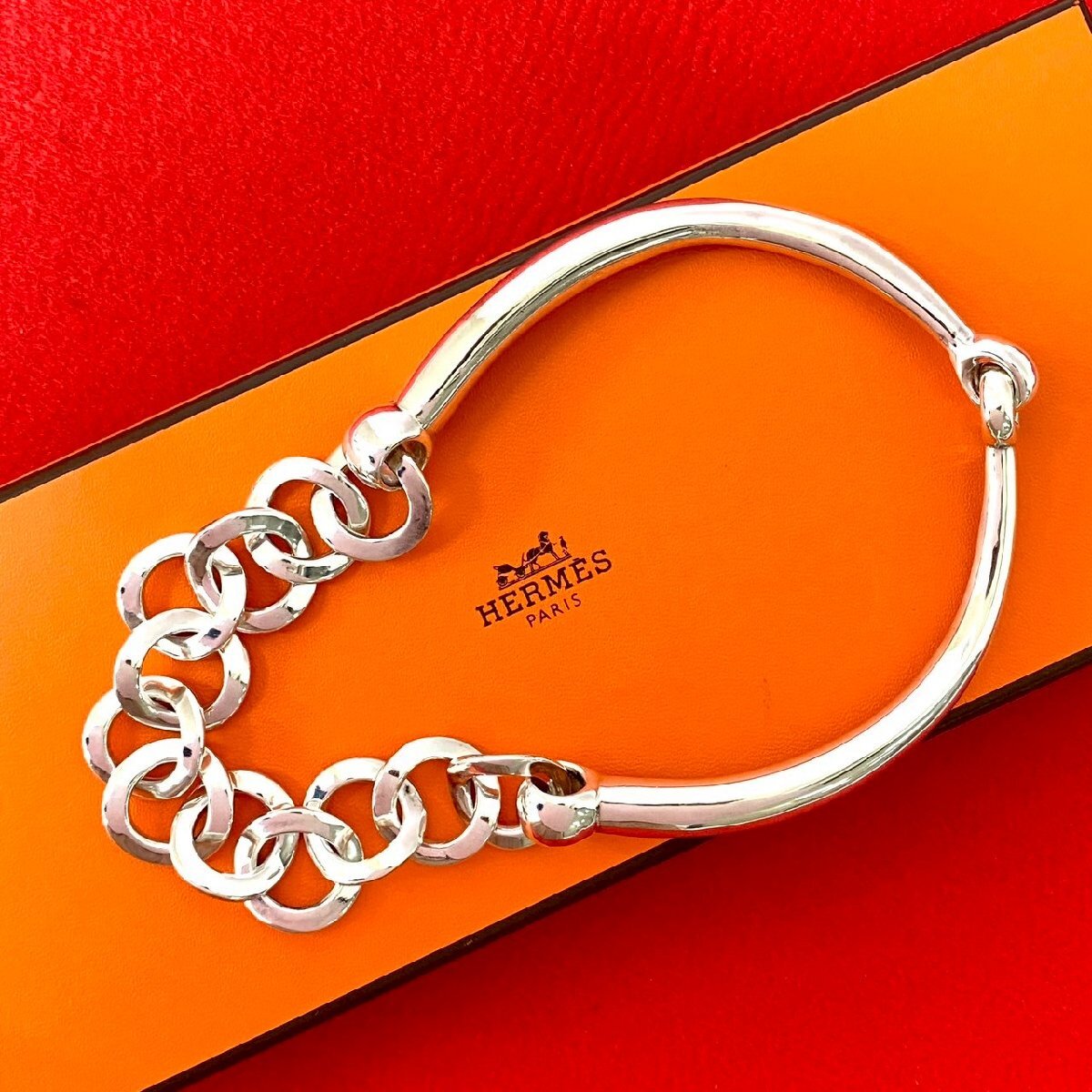 極 美品 希少品 HERMES エルメス ヴィンテージ シルバー925 ネックレス チョーカー ペンダント アクセサリー レディース シルバー 29350拍卖