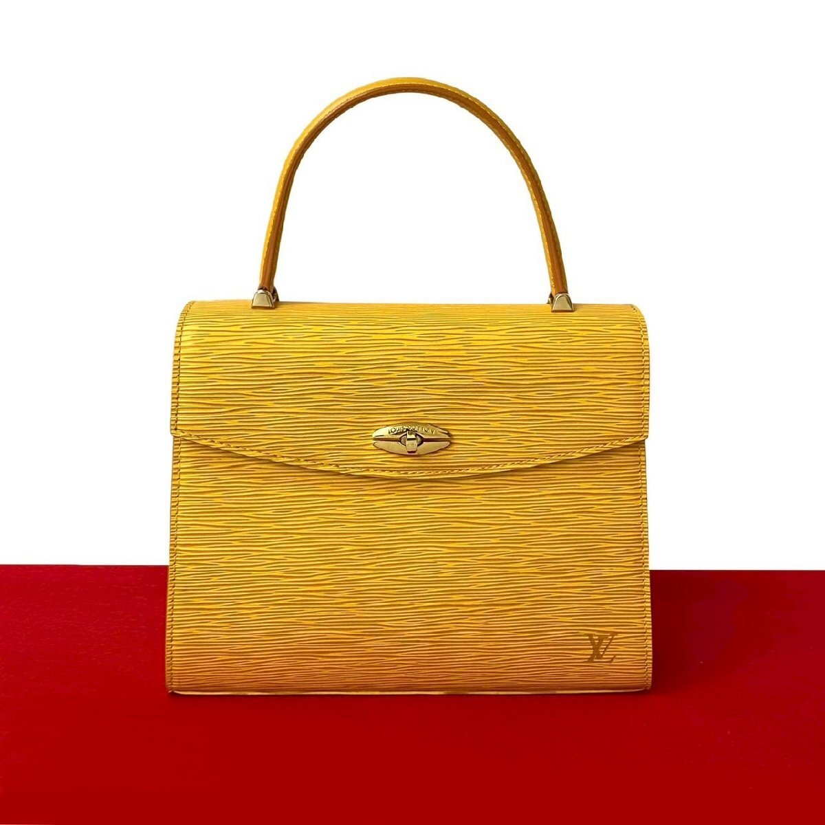 極 美品 LOUIS VUITTON ルイヴィトン ヴィンテージ マルゼルブ エピ レザー 本革 ターンロック ハンドバッグ タッシリイエロー 65739拍卖