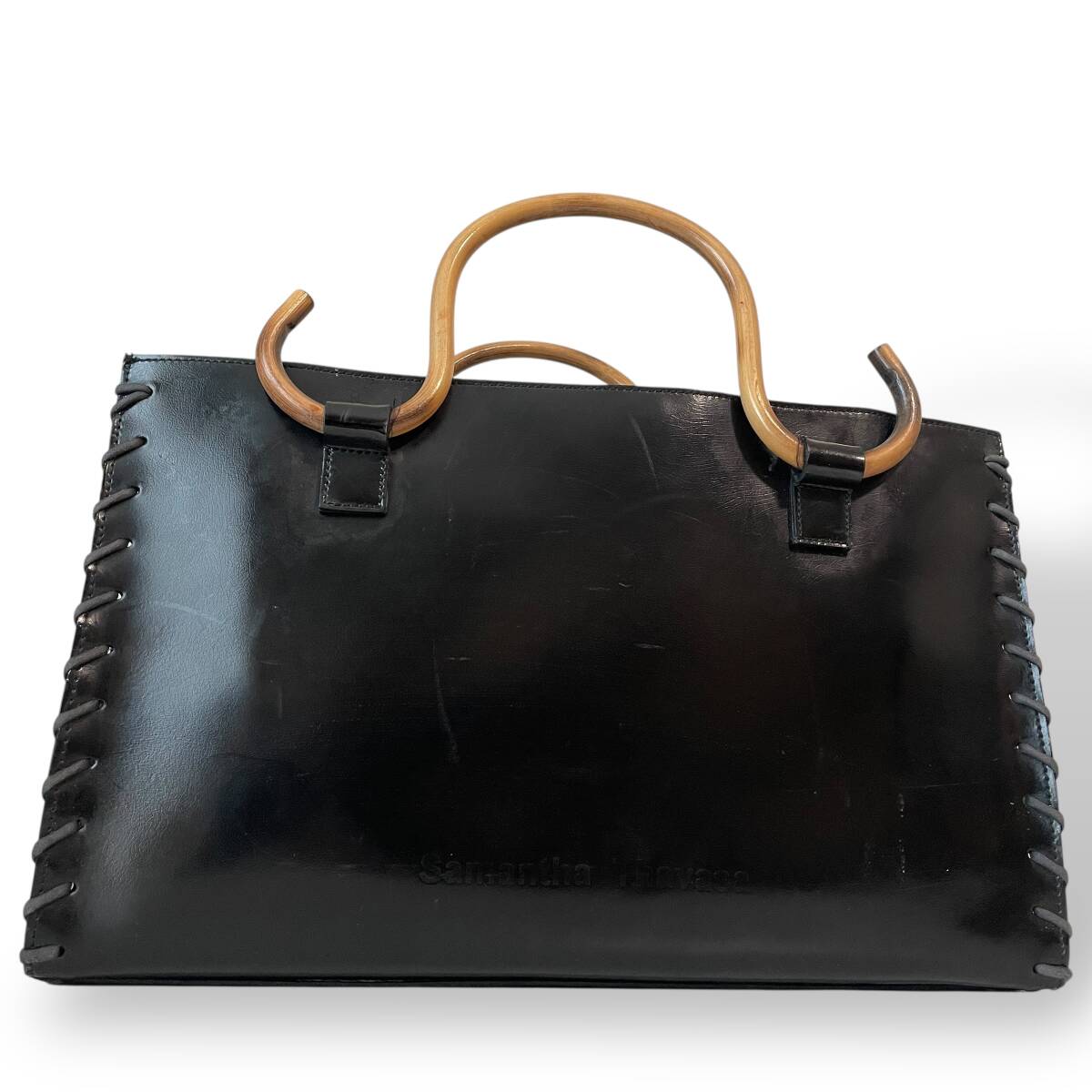 1円〜 ◇人気モデル◇ Samantha Thavasa サマンサタバサ エナメル ブラック 黒 べっ甲 ハンドバッグ トートバッグ 腕掛け レディース拍卖