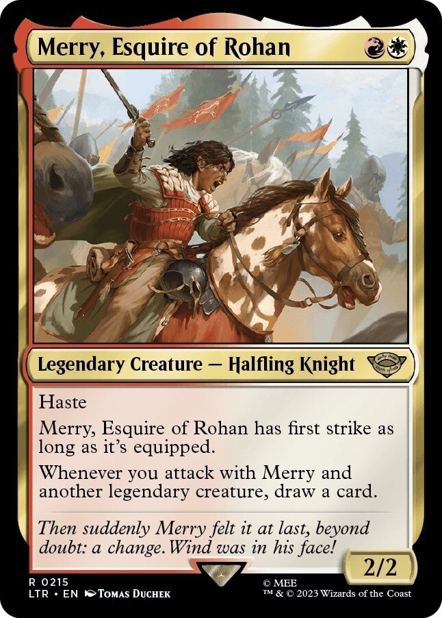 MTG_(英語)ローハン王家の小姓、メリー/Merry, Esquire of Rohan_多色_レア_LTR-215拍卖