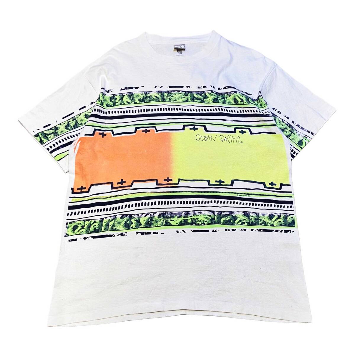 希少 【ビンテージ 90s Op オーシャンパシフィック オールドサーフ ポップアート Tシャツ XL シングルステッチ】アメリカ USA 80s拍卖