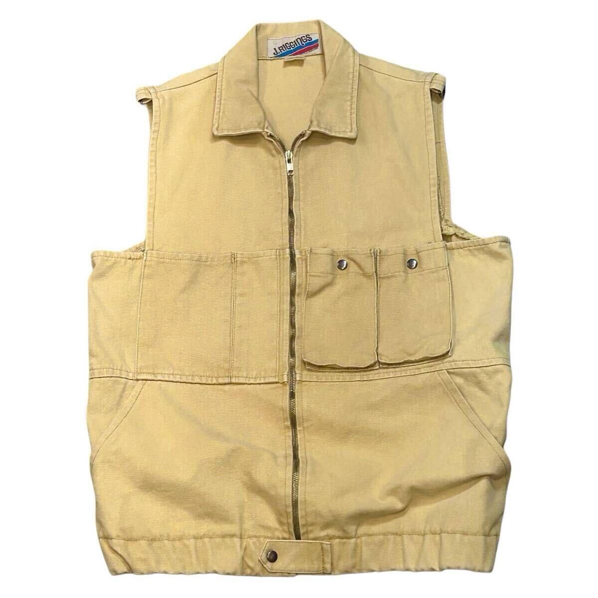 希少 珍品【70s ビンテージ J.RIGGINS ハンティング ベスト ベージュ】アウトドア ジャケット アメリカ USA 60s llbean filson拍卖