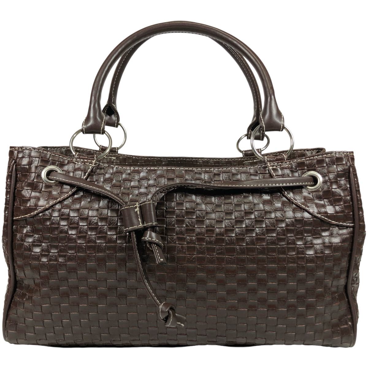 美品【カステルバジャック】本物 CASTELBAJAC ハンドバッグ 編み込み トートバッグ ショルダーバッグ 茶色系 メンズ レディース 拍卖