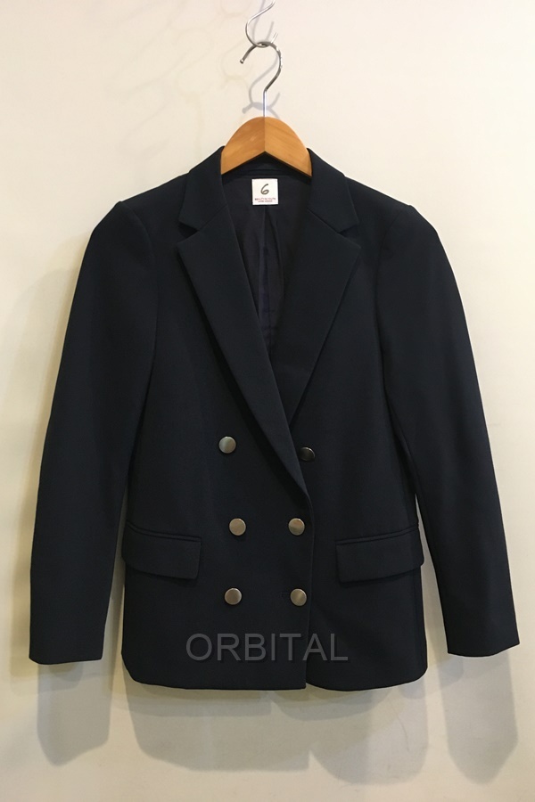 二子玉)6 ROKU BEAUTY & YOUTH ロクビューティー&ユース 金ボタンダブルブレストジャケット ブレザー 定価37,400円 レディース34拍卖