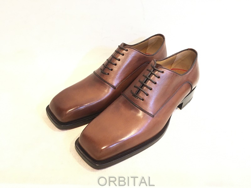 二子玉)Christian Louboutin クリスチャンルブタン 未使用 スクエアドレスシューズ ビジネスシューズ ブラウン メンズ 41 25.5cm拍卖