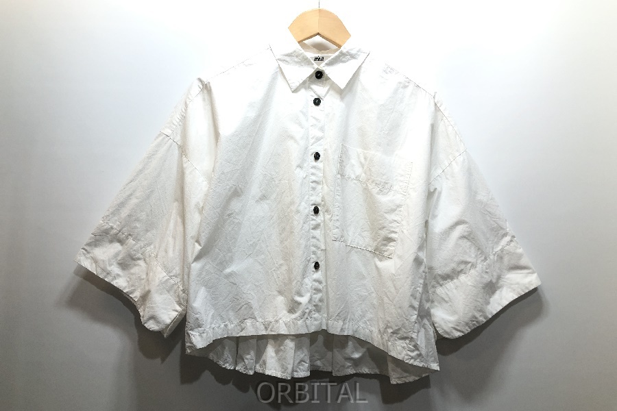 経堂) ナゴンスタンス nagonstans クロップドハーフスリーブシャツ 470GA430-0690 ホワイト サイズM レディース拍卖