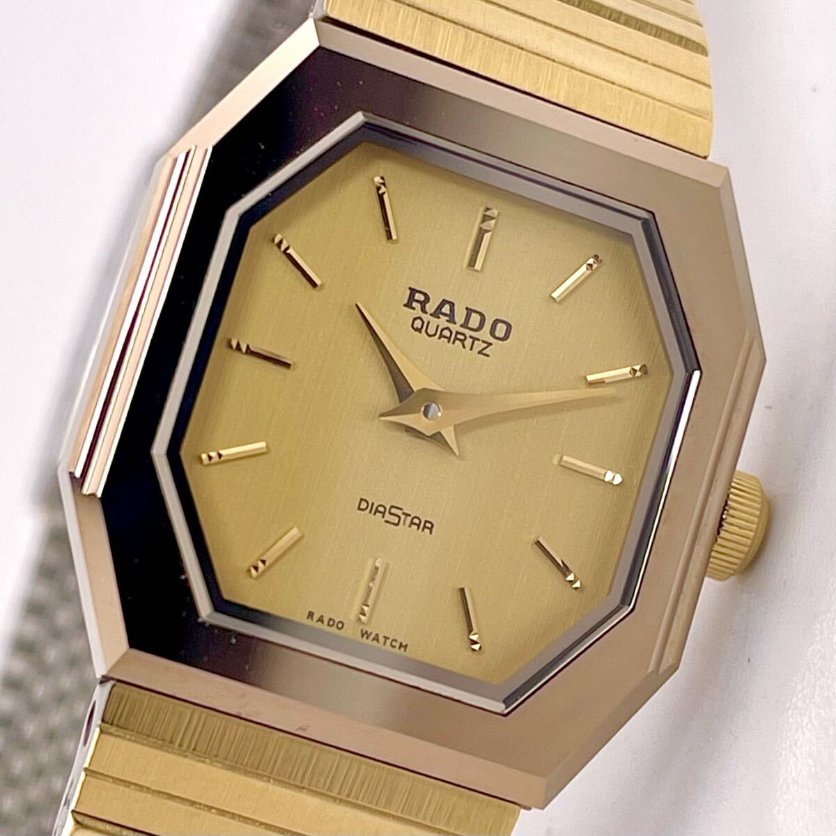 【美品◎/稼働】RADO/ラドー DIASTAR/ダイヤスター ゴールドウォッチ 133.9581.3 時計 ヴィンテージ octagon/オクタゴン QZ tungsten/超硬拍卖