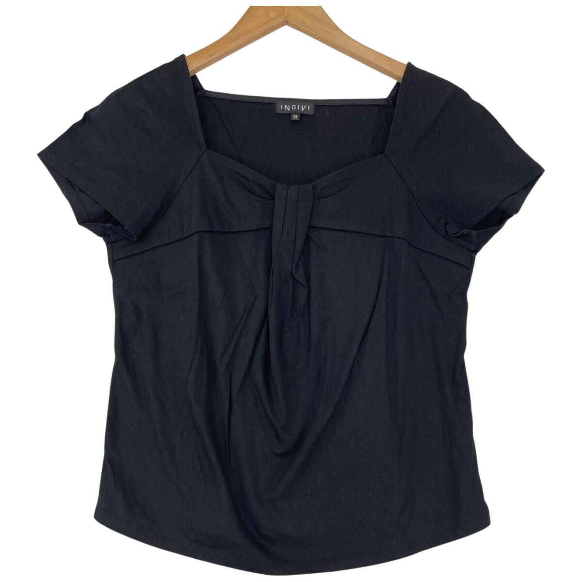 INDIVI インディヴィ カットソー size38/ブラック ゆうパケットOK拍卖